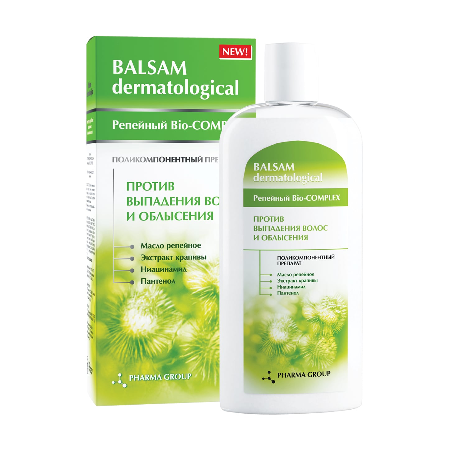 Бальзам Pharma Group Balsam Dermatological Реп'яховий Bio-Complex проти випадіння волосся, 200 мл