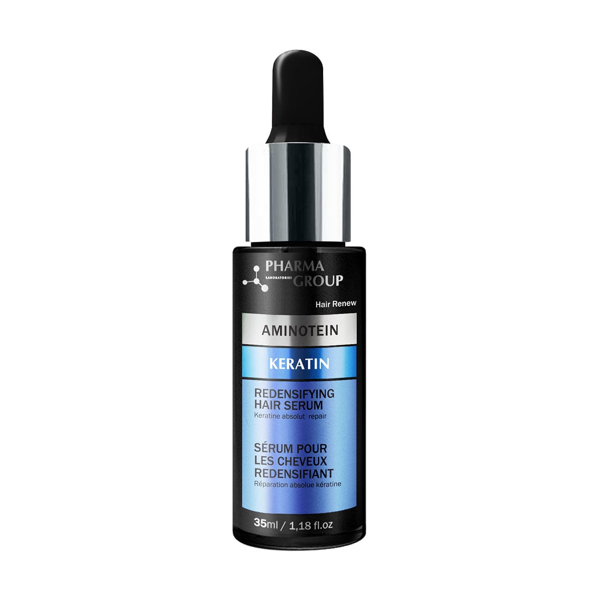Реанімуюча сироватка PHARMA GROUP Aminotein + Keratin Redensifying Hair Serum Абсолютне кератинове відновлення, 35 мл